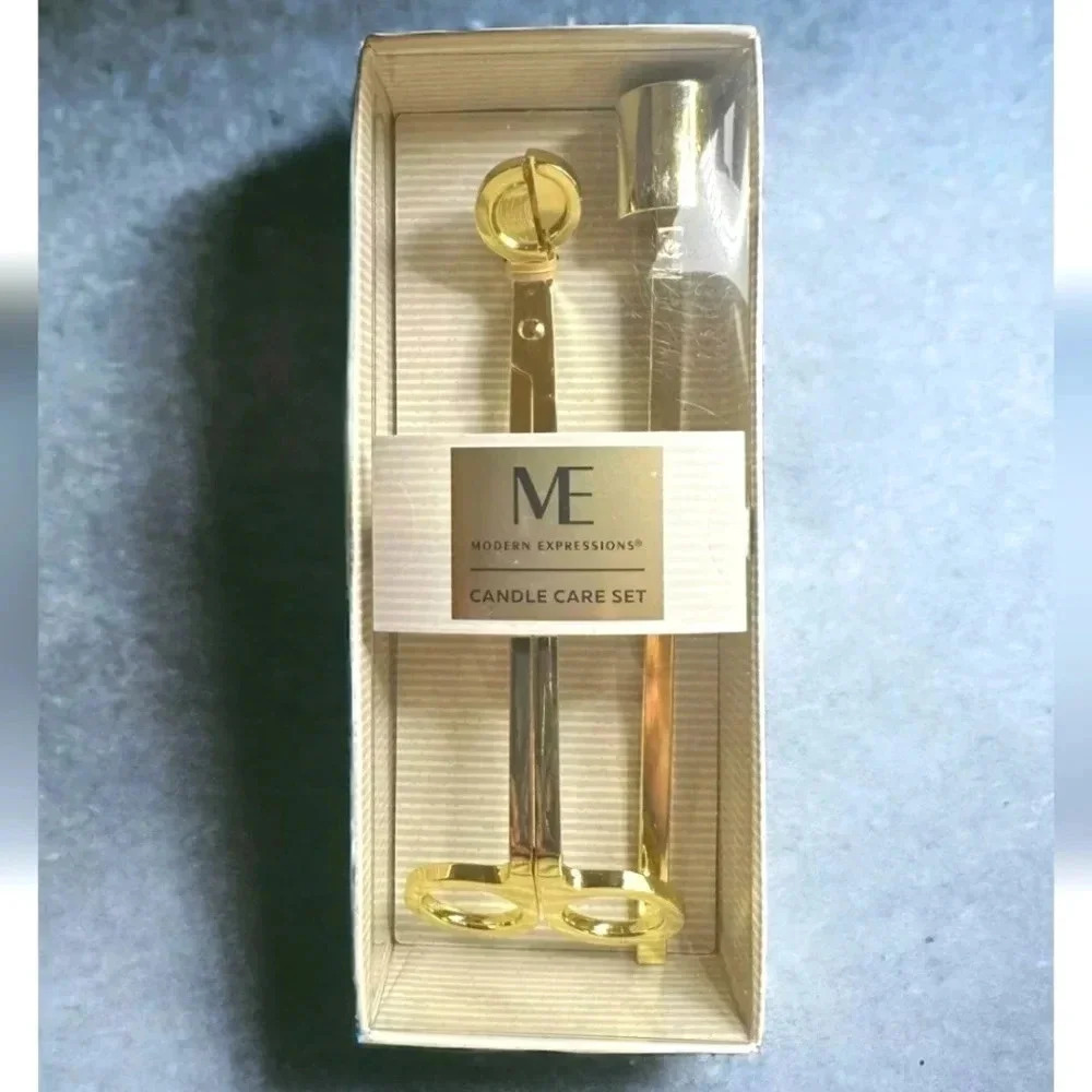 Modern Expressions candle care set gold wedding decor home design two piece set